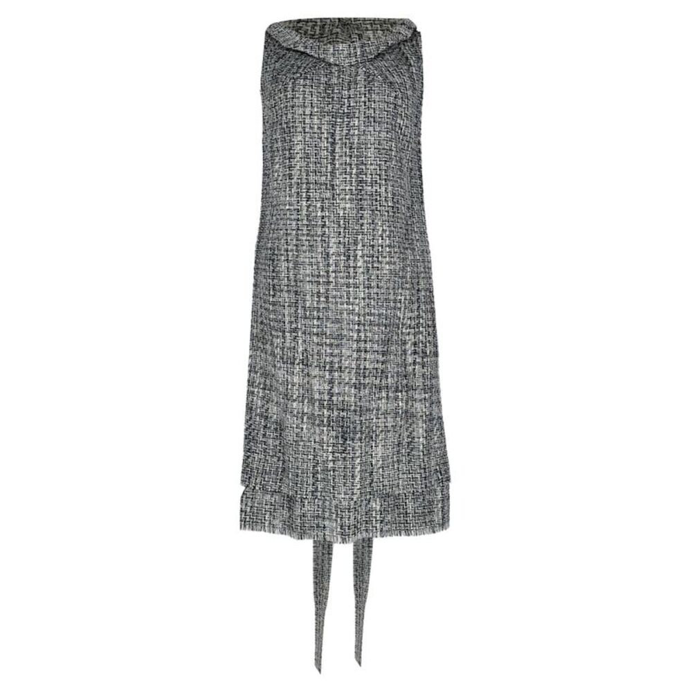 Roland Mouret Tie-Waist Tweed Mini Dress in Grey Cotton